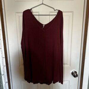 Free People Red Long Sleeve Tee